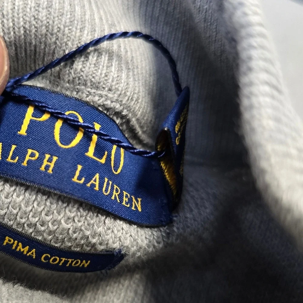 Polo Ralph Lauren Quarter Zip Sweater 2XB Gray Pima Cotton NWT
